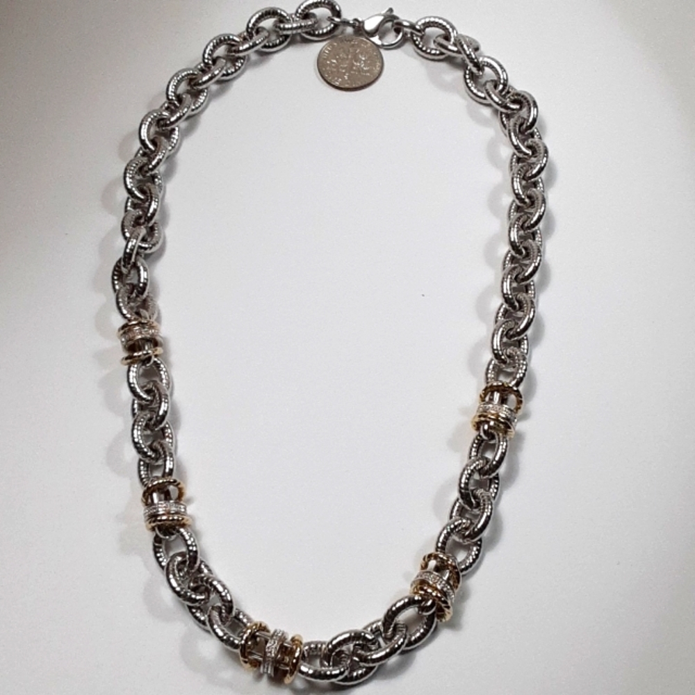 925, 14k yellow Gold Statement necklace.  Made in Italy. FIRM.